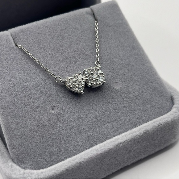 0.50 CT Round Cut VS1 Lab Diamond 925 Sterling Silver Heart Eternity Necklace - Picture 3 of 6